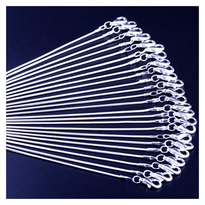 Cmidy Snake Chain Necklace White Brightening 24pcs 925 Silver Plated 1.2mm DIY Shining Link with Lobster Clasps for Jewelry Making (20 inch, Shining White Brightening) - Image 1
